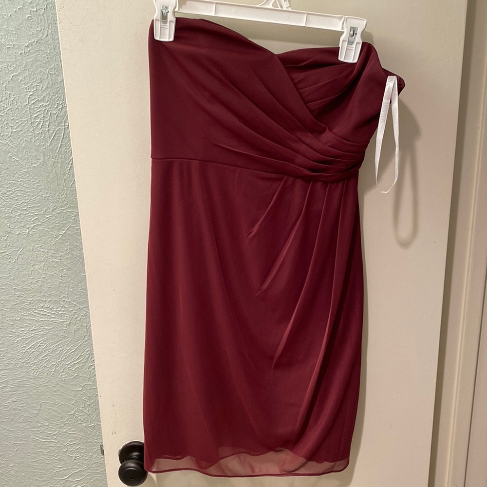 David’s Bridal strapless dress color Wine